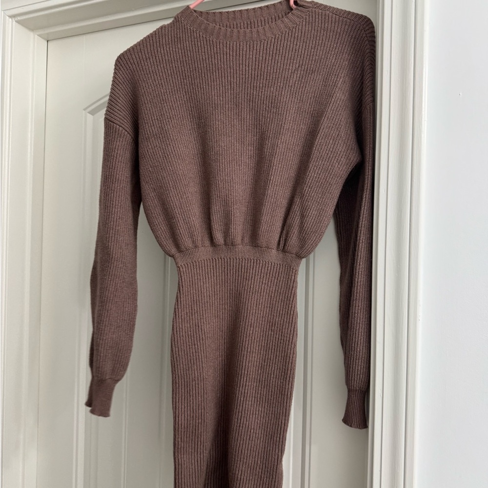 Elegant Brown Knit Dress